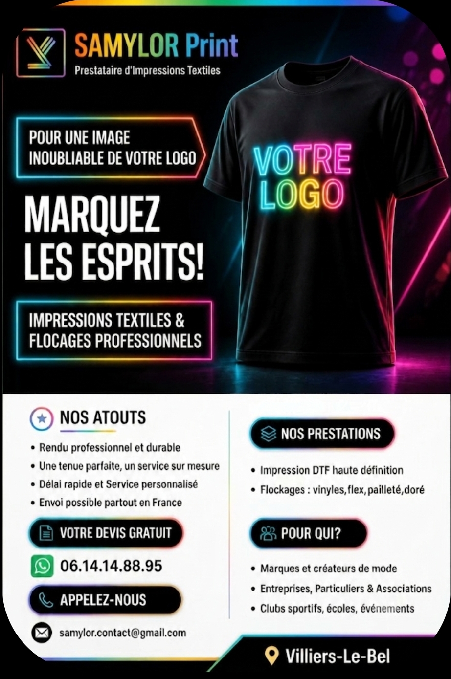 SAMYLOR PRINT : Impression textile & flocage professionnel – Personnalisez vos vêtements avec votre logo